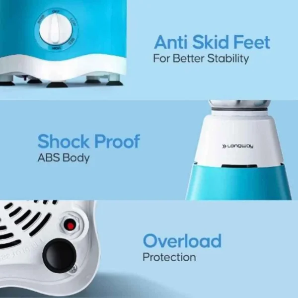 Longway Super Dlx ABS 750W White & Blue Mixer Grinder with 4 Jars, DSQW-78688193